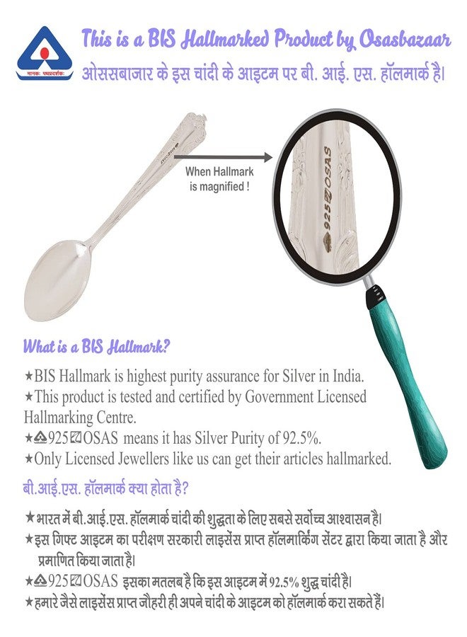 Osasbazaar Sterling Silver Spoon, Silver Tea Spoon Premium for Home and Kitchen - 90%-92.5% Pure BIS Hallmarked - Image 5